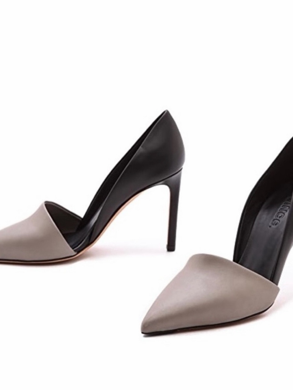 Vince Two-Tone Cosette Stiletto Pump - Black & Taupe. Italian leather. 8.5